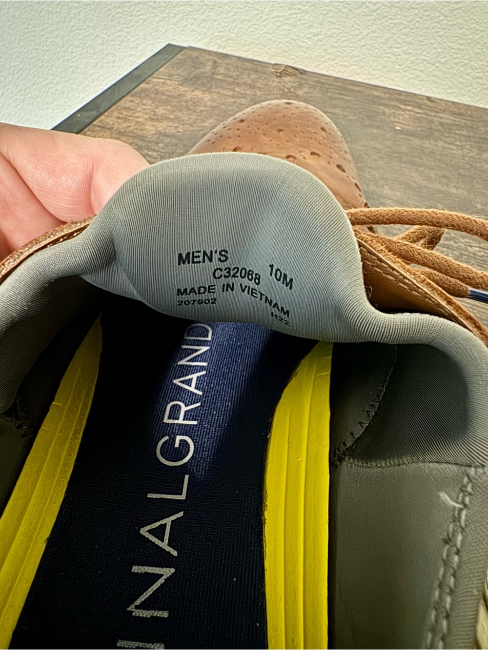 Cole Haan Brown Leather Wingtip Derbys with Blue Accent - Picture 4 of 5